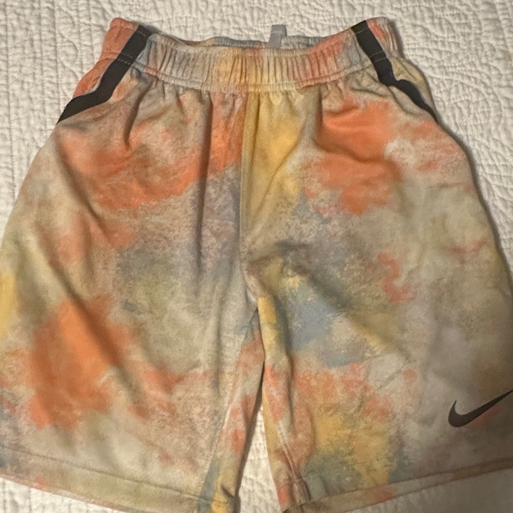 Nike Kids Colorful Tie-Dye Shorts - Orange and Yellow